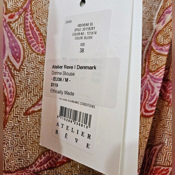 Atelier Reve Dorine Wrap Blouse Brown Pink  Print - Picture 10 of 11
